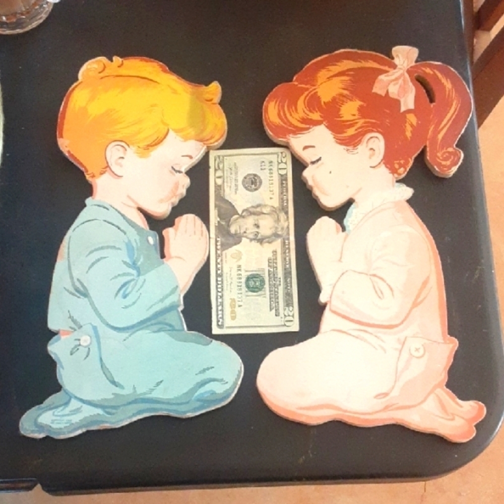 Vintage Praying Children Wall Art